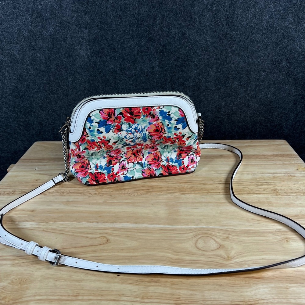 Kelly & Katie Floral Crossbody Bag White Red Blue Faux Leather Small Purse